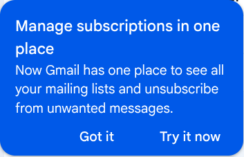 Gmail's new Manage Subscriptions feature