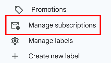 Gmail manage subscriptions