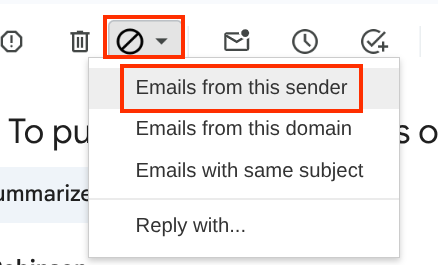 Block Sender block sender or domain